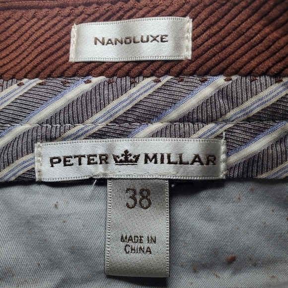 Peter Millar Nanoluxe Men’s Classic Corduroy Pants Sz: 38x30 Brown - Picture 11 of 13